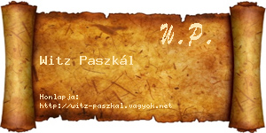 Witz Paszkál névjegykártya